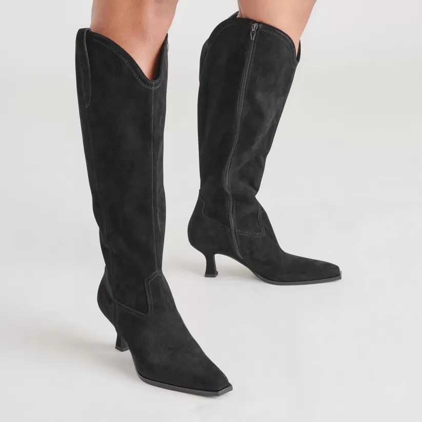 Western Inspired | Tall Boots | Dolce Vita ARIANA WIDE CALF BOOTS ONYX SUEDE ONYXSUEDE