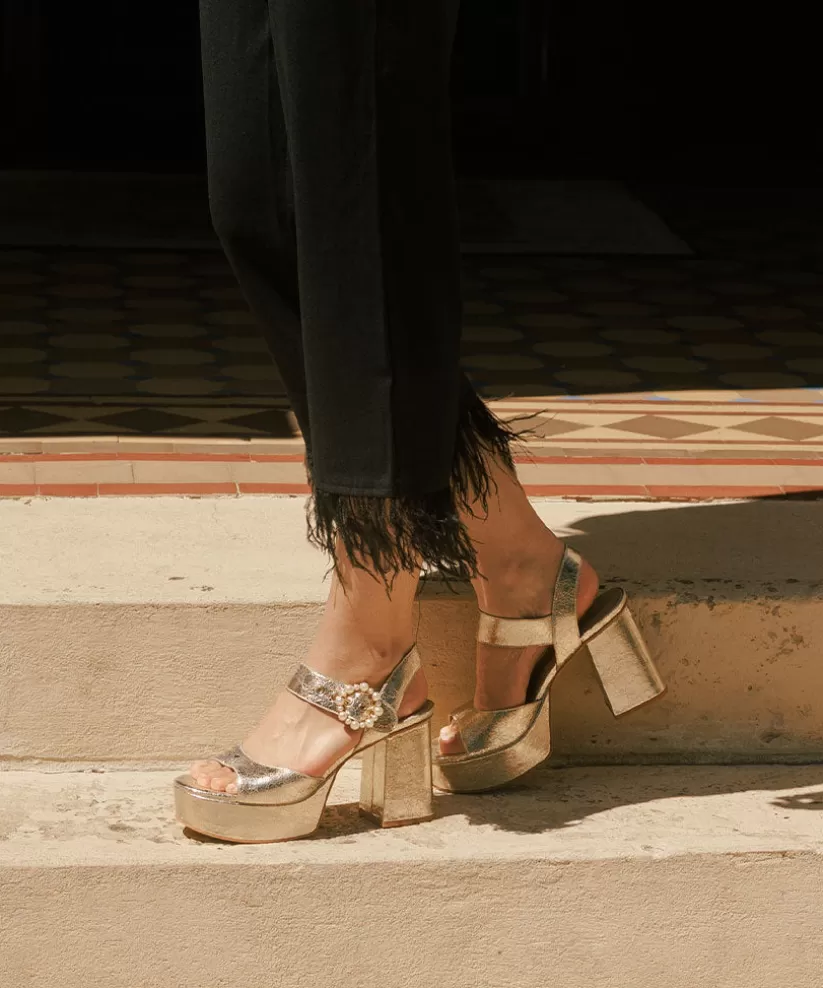 Make It Metallic | Heels | Dolce Vita BOBBY PEARL HEELS VINTAGE GOLD PEARLS VINTAGEGOLDPEARLS
