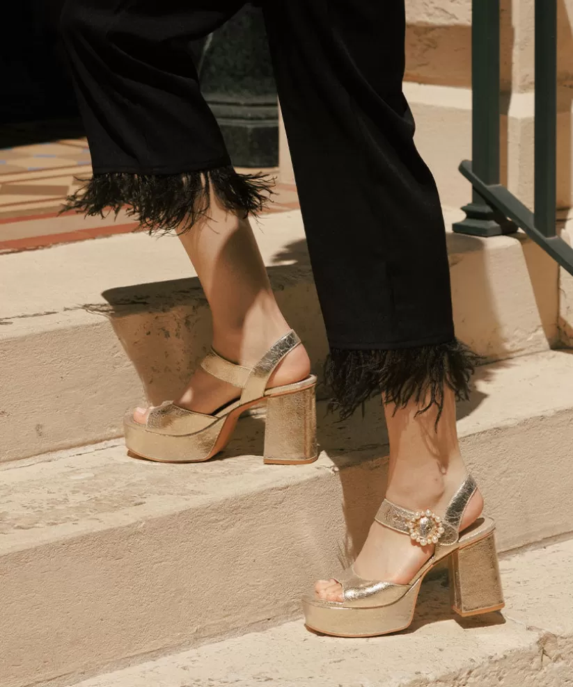 Make It Metallic | Heels | Dolce Vita BOBBY PEARL HEELS VINTAGE GOLD PEARLS VINTAGEGOLDPEARLS