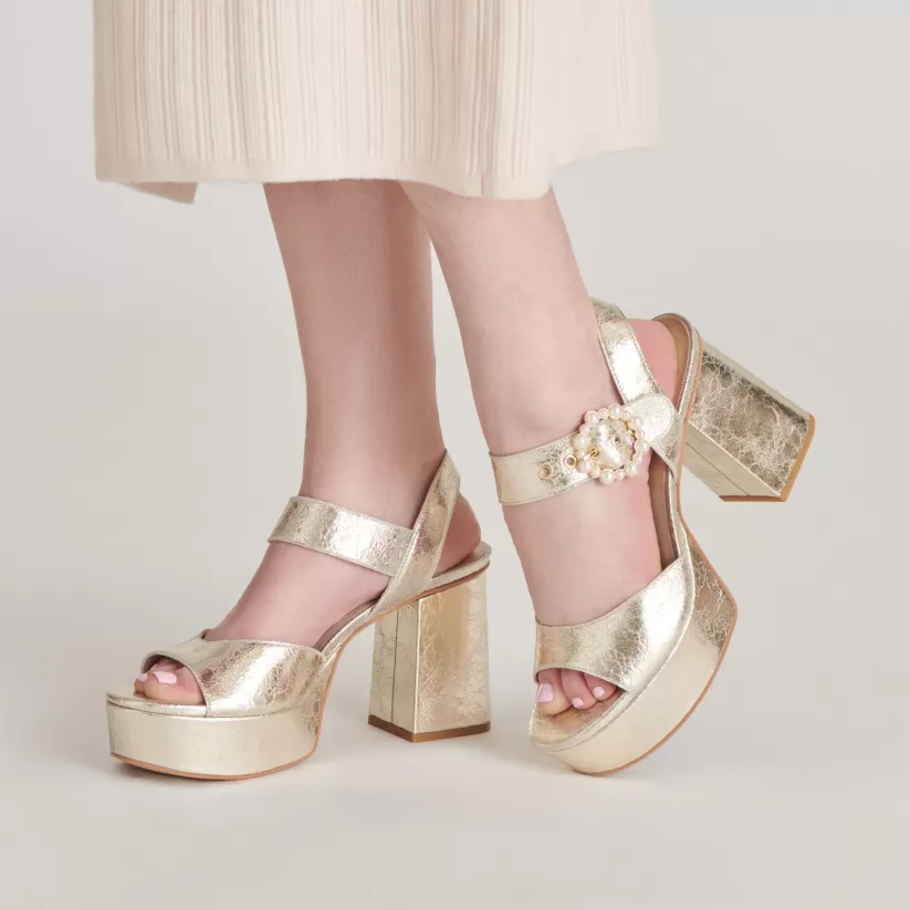 Make It Metallic | Heels | Dolce Vita BOBBY PEARL HEELS VINTAGE GOLD PEARLS VINTAGEGOLDPEARLS