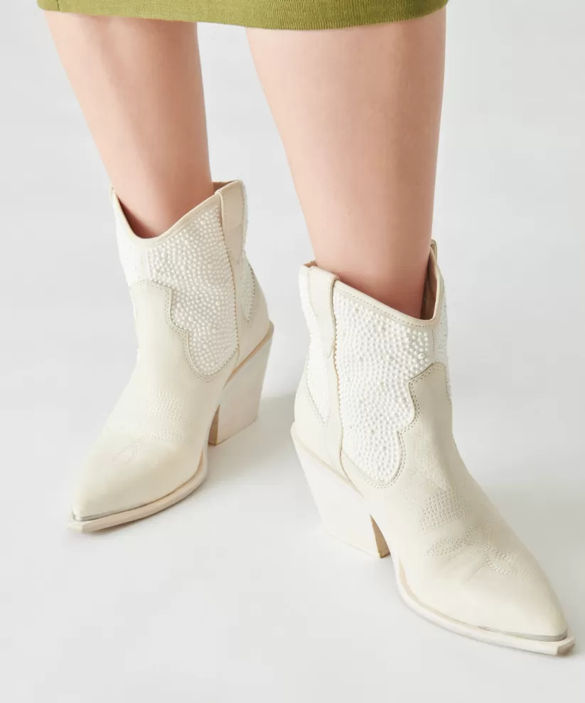 Western Inspired | Dolce Vita NASHE BOOTIES OFF WHITE PEARLS OFFWHITEPEARLS