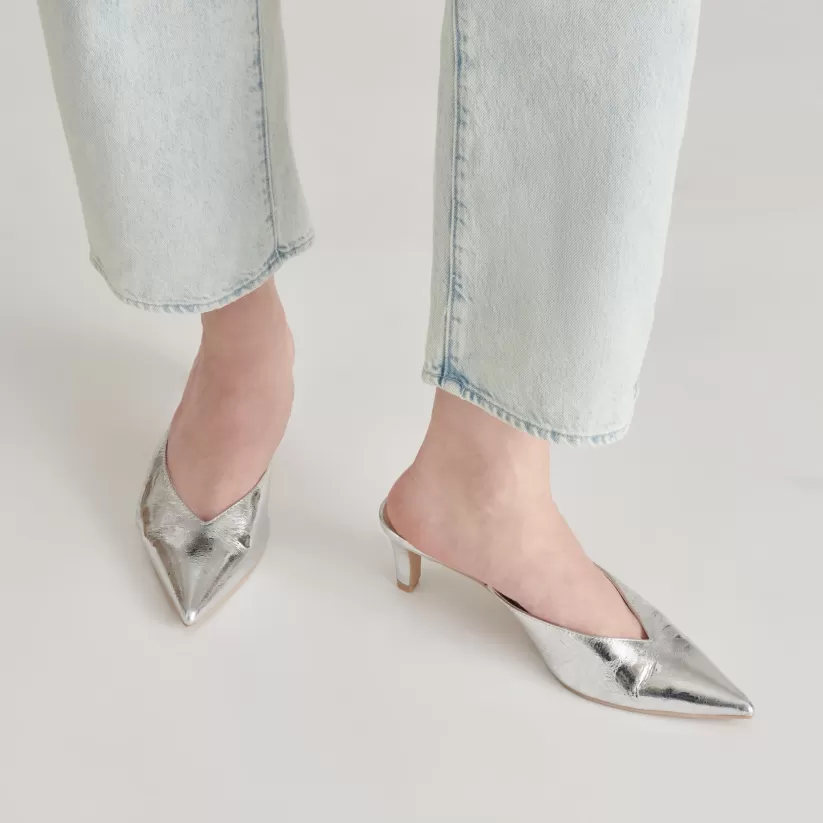 Mules & Clogs | Heels | Dolce Vita SARINA HEELS SILVER DISTRESSED LEATHER SILVERDISTRESSEDLEATHER